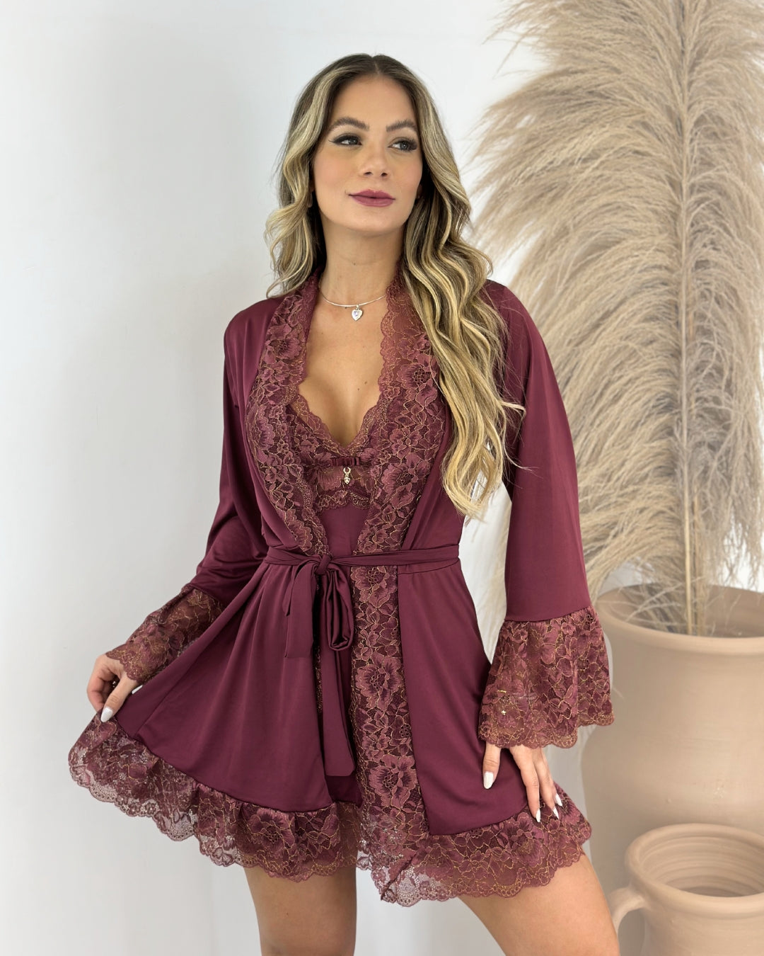 Château Margaux Set – Nightgown + Robe + Panty