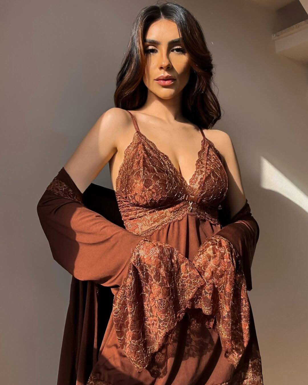 Noix Royale Set – Nightgown + Robe & Panty