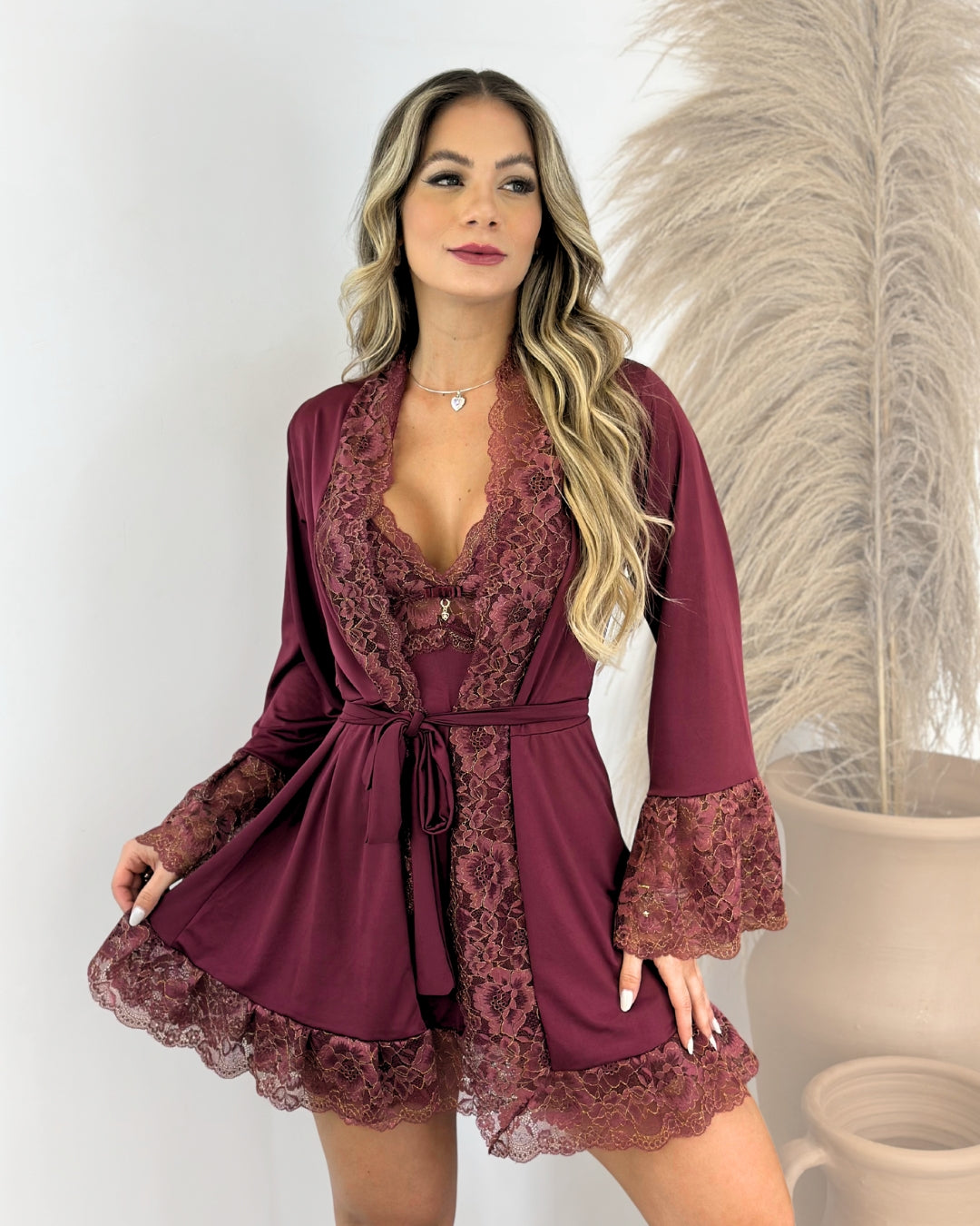 Château Margaux Set – Nightgown + Robe + Panty