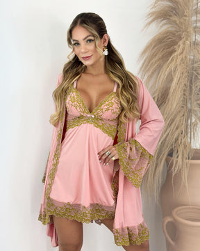 Lady Primrose Set – Nightgown + Robe + Panty