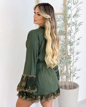 Royal Esmerald Set – Nightdress + Robe & Panty