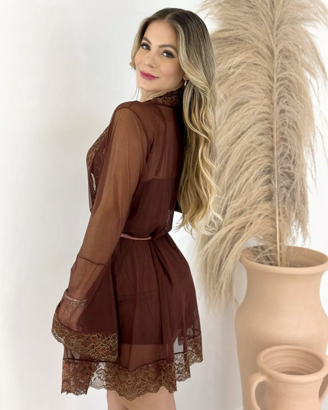 Noix Royale Baby-Doll Set with Tulle and Lace Robe